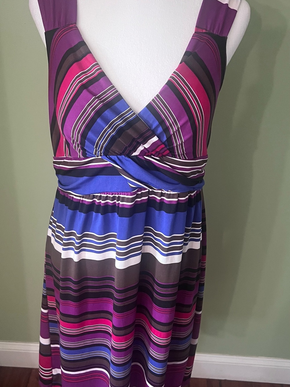 new directions Purple Blue Pink Striped Midi Dress